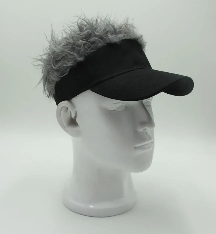 Novelty Hair Visor Hat Golf Wig Cap Fake Adjustable Gift Novelty Party Custome Funny Hat Whol 9670722