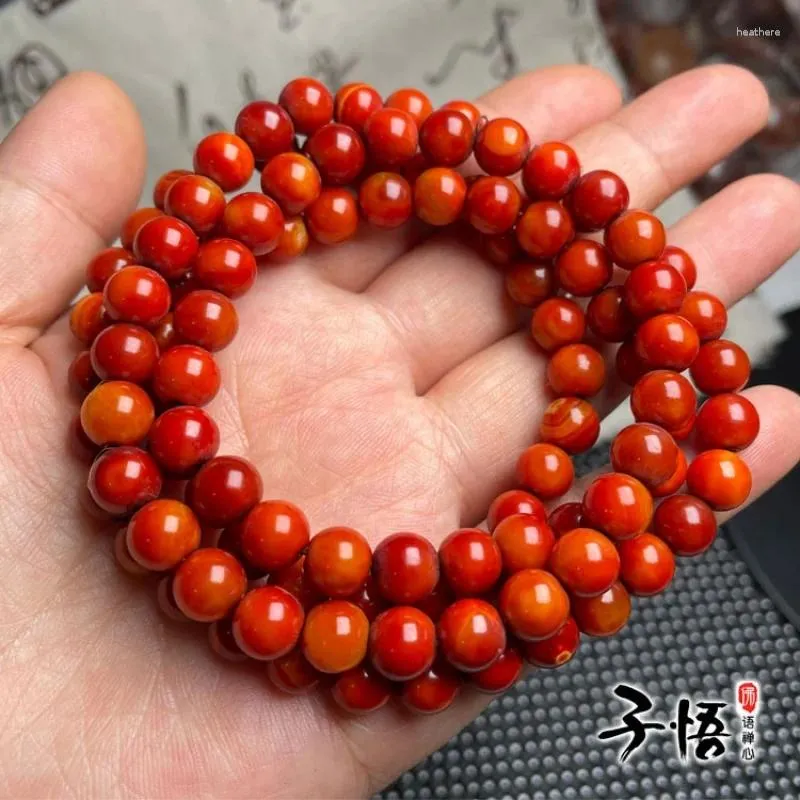 Strand Warring States Période Agate Rouge 8 Mm108 Comprimés Bouddha Collier De Perles