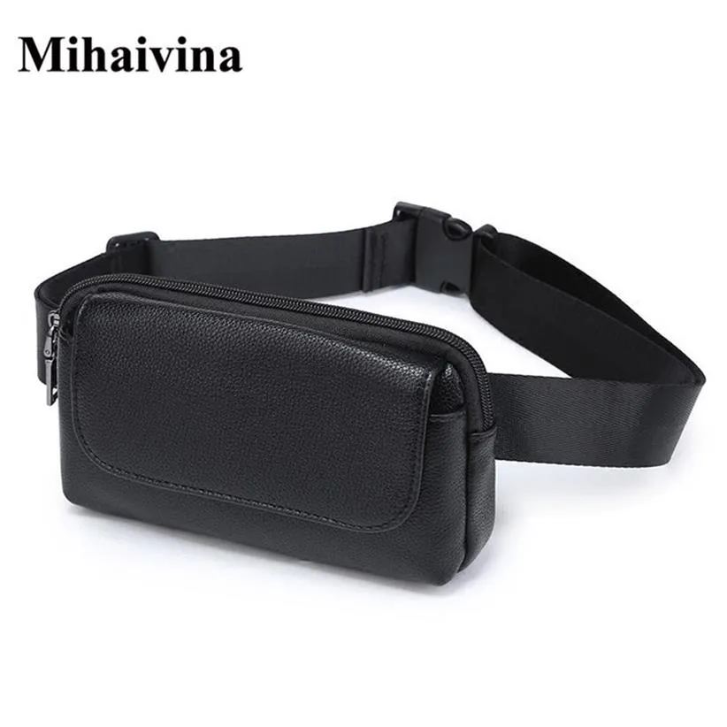 Hela modekvinnor i midjan Black Ladies Pu Leather Belt Travel Packs Pouch Telefon Små påsar Mihaivina 211006279i