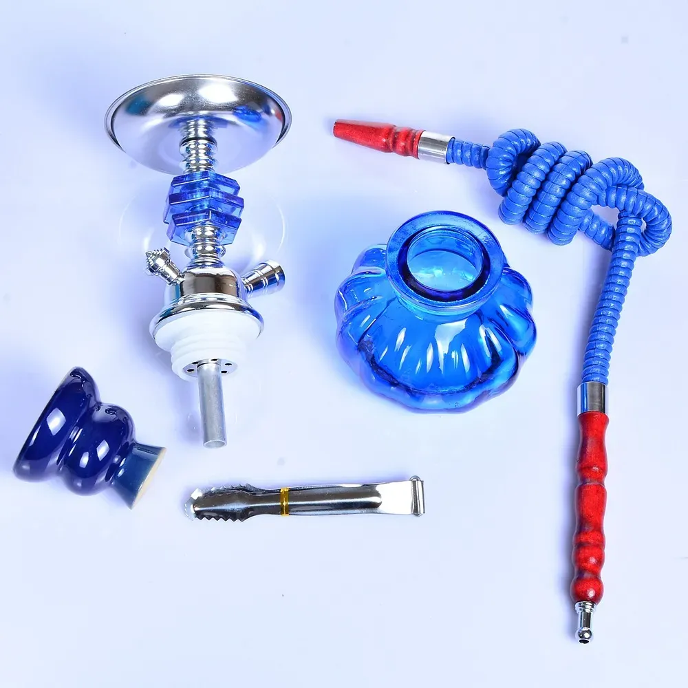 Portable Hookah Shisha Smoking Water pipe Set 10.8inch Cool Mini Colorful Glass Arab Innovative Sheesha Narguil Narghile Nargile Kit Gift