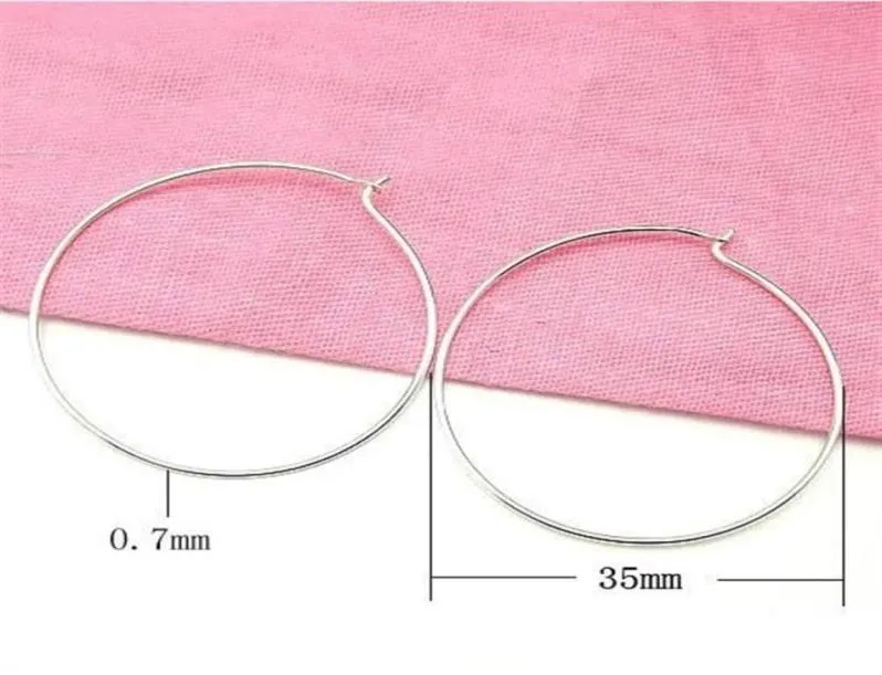 10pairs Lot 925 Sterling Silver Hoop أقراط لـ DIY Craft Jewelry Gift 0 7x35mm WP126259T9083959