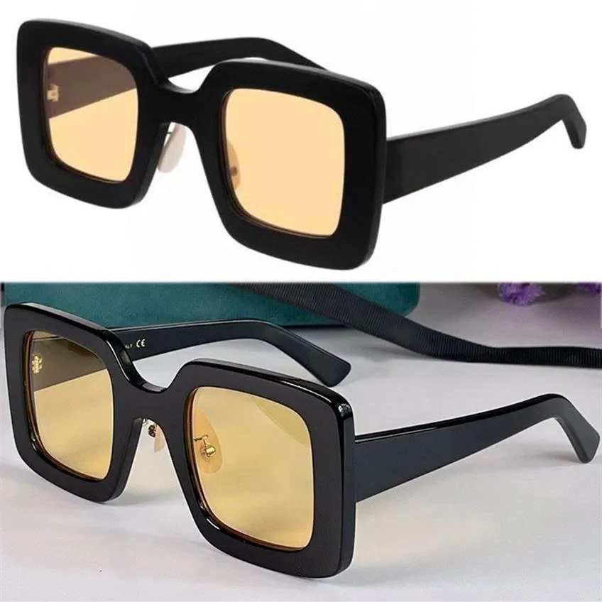 Designer hochwertige Sonnenbrille 0780S Männer Frauen Mode Einkaufen klassische quadratische schwarze Rahmen gelbe Linse UV-Schutz Fahren tra184q