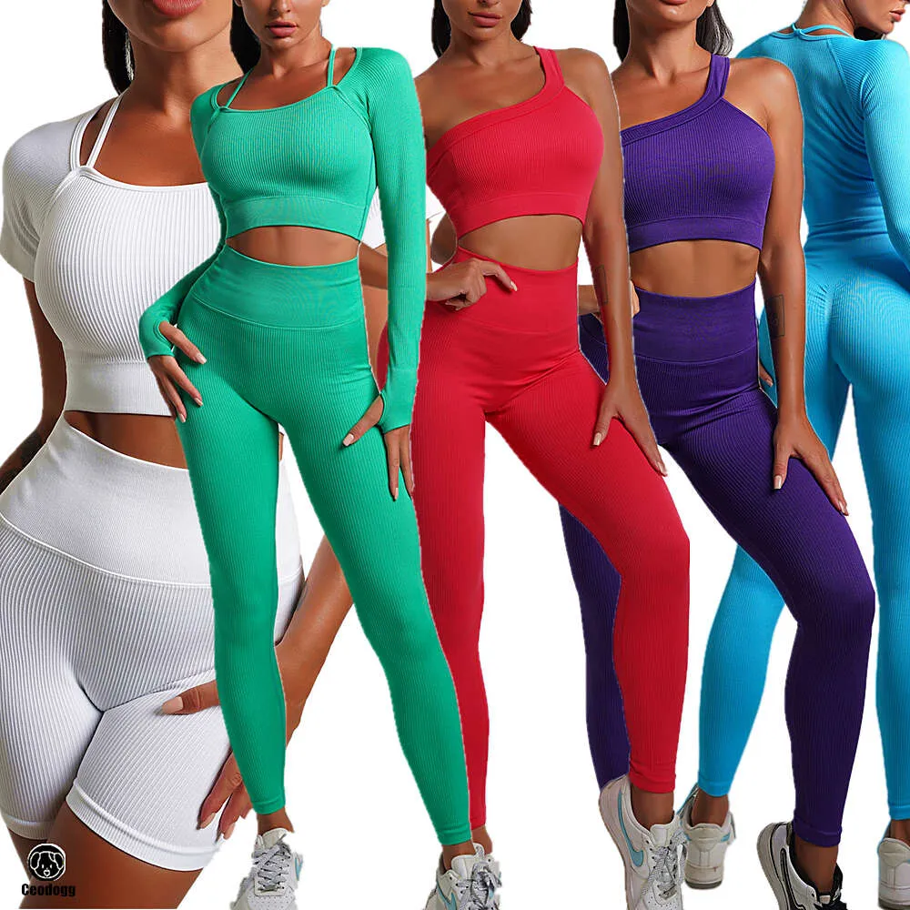 Lu Lu Align 1/2st Pad Women Yoga Seamless Set Workout ActiveWear Gym Fitness långärmad skörd topp hög midja leggings sport kostymer citroner ll träning