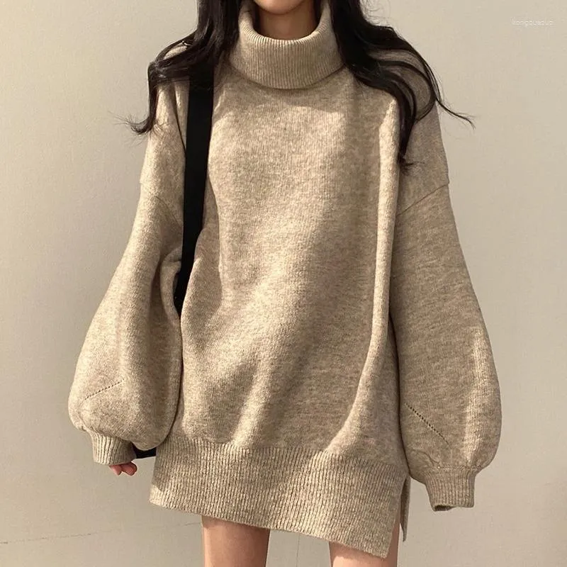 Cozy Womens Oversized Sweater Sweet Fairy Grunge Style Y2K Top High Neck Casual Knitwear In Black Grey From Kongquezuo 25.17 DHgate.Com