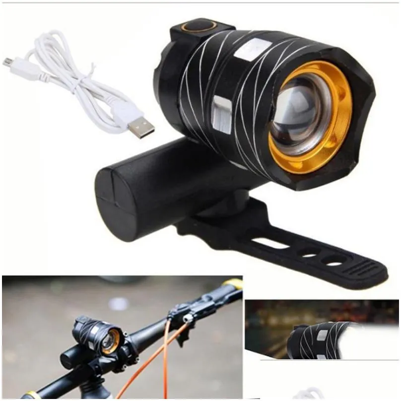 Bike Lights Bike Lights Bicycle Front Light Usb Rechargeable Waterproof Highlight Warning For Mountain Road Drop Delivery Sports Outdo Dhmy6