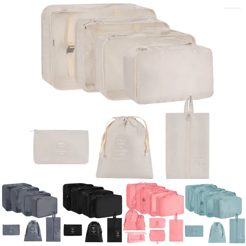 Pincéis de maquiagem conjunto de embalagem de mala de metal duplo zíper classificação sacos de armazenamento leve malha respirável para folhas roupa interior sapato