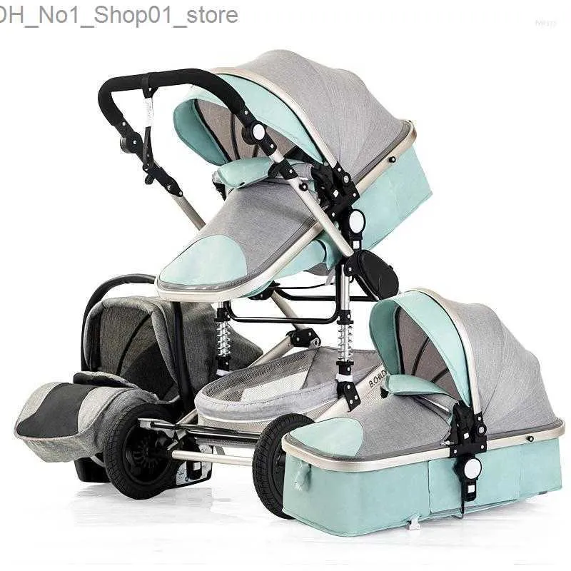 Luxury 3-in-1 Baby Stroller with Reversible Seat, Foldable Canopy