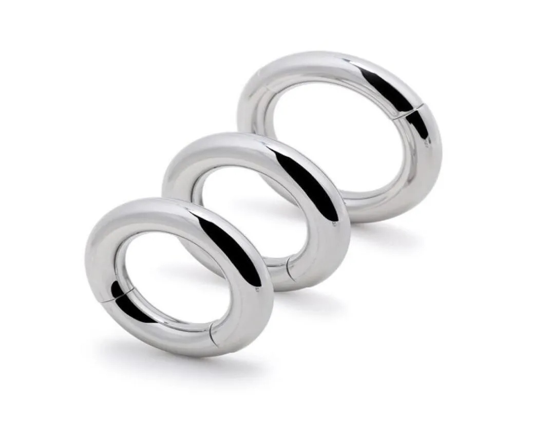 Cockring magnétique en acier inoxydable pour homme, stimulant le pénis, pendentif, civière de boule, bondage, presser les testicules du scrotum, jouet sexuel Bdsm, 3 tailles 4354840