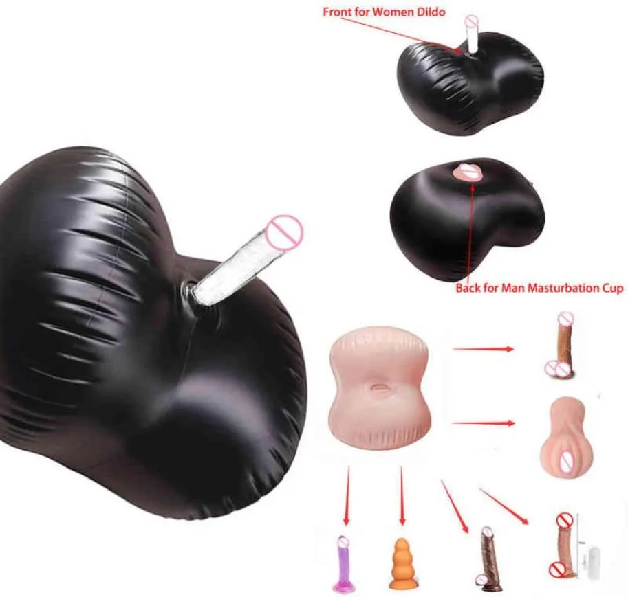 Nxy gode Camatech Strapon oreiller gonflable masturbation pour hommes femme chaise d'équitation avec coussin de plug anal détachable sexe T74312891388312