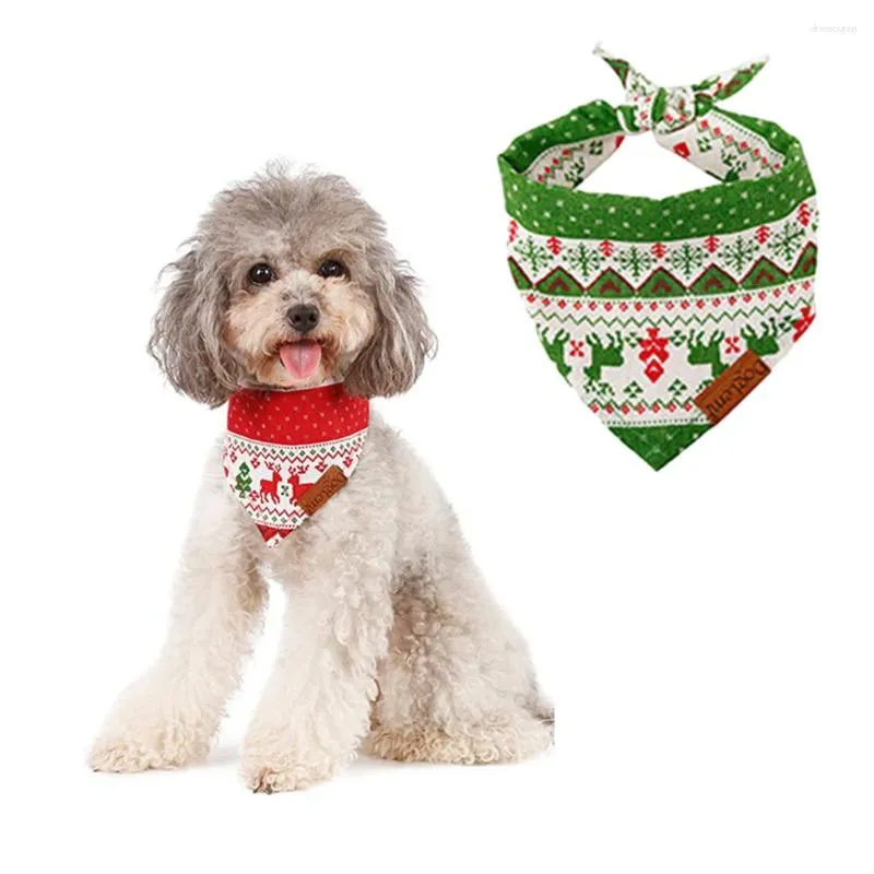 Abbigliamento per cani 2 pezzi Collare per gatti Bandana per animali domestici Modello di cervo Sciarpa a triangolo Costume natalizio per taglia L