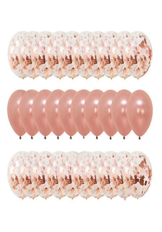 Dekoracja imprezy 30pcsset Rose Gold Balloon Confetti Zestaw urodzin Prezent ślubny dla gości1866800