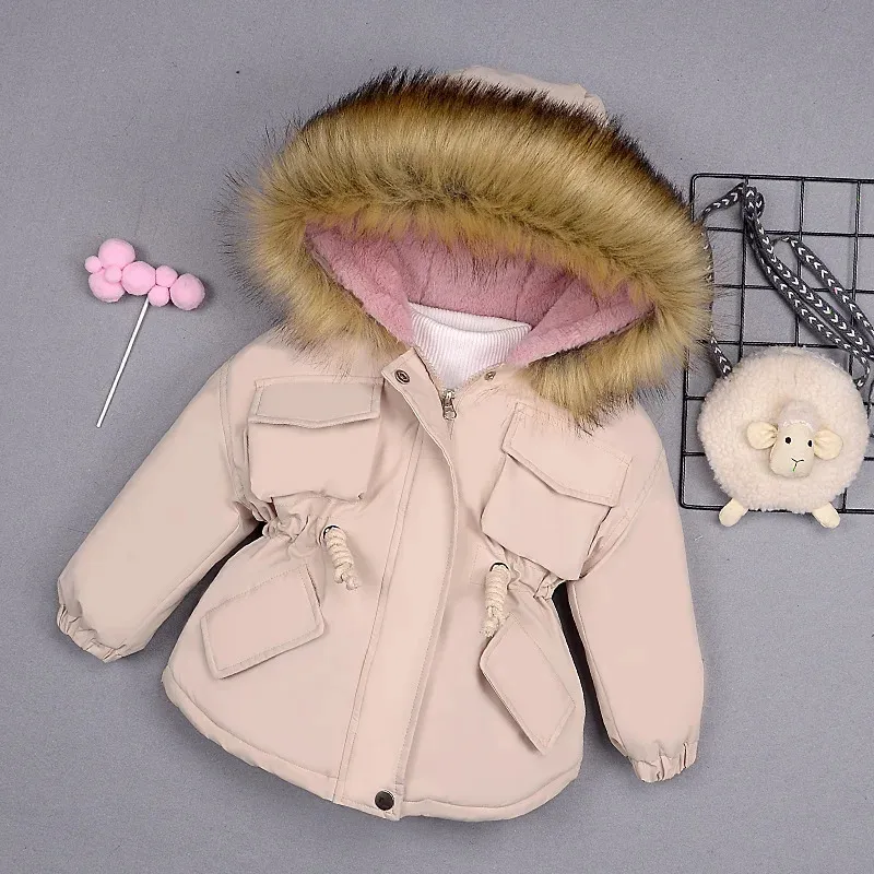 Girls Winter Down Jacket With Fur Collar Thick Warm Outerwear For 2 8 Years From Daye08 21.52 DHgate.Com