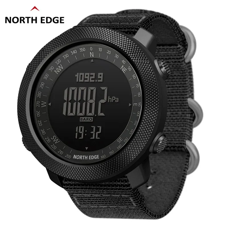 Horloges NORTH EDGE Herensport Digitaal horloge Hardlopen Zwemmen Militaire legerhorloges Hoogtemeter Barometer Kompas waterdicht 50 m Polsband 231214