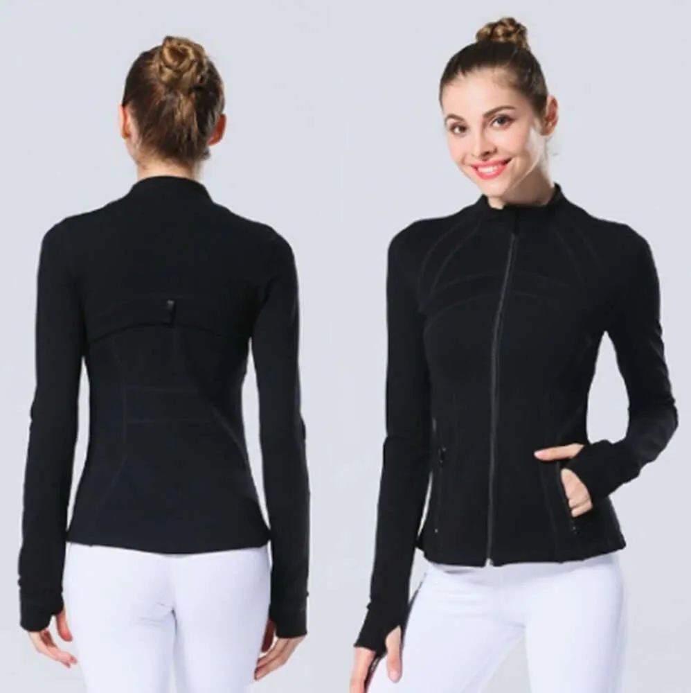 Lu Yoga Jacket Women Defines Define Workout Sports Coat Coat Fitness Sportクイックドライアクティブウェアトップソリッドジップアップスウェットシャツスポーツウェアトラックスーツ9612ess