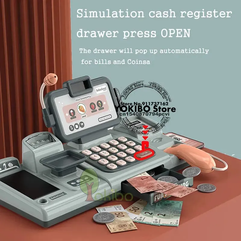 Caisse enregistreuse avec calculatrice et accessoires pour enfants Caisse enregistreuse avec calculatrice et accessoires pour enfants