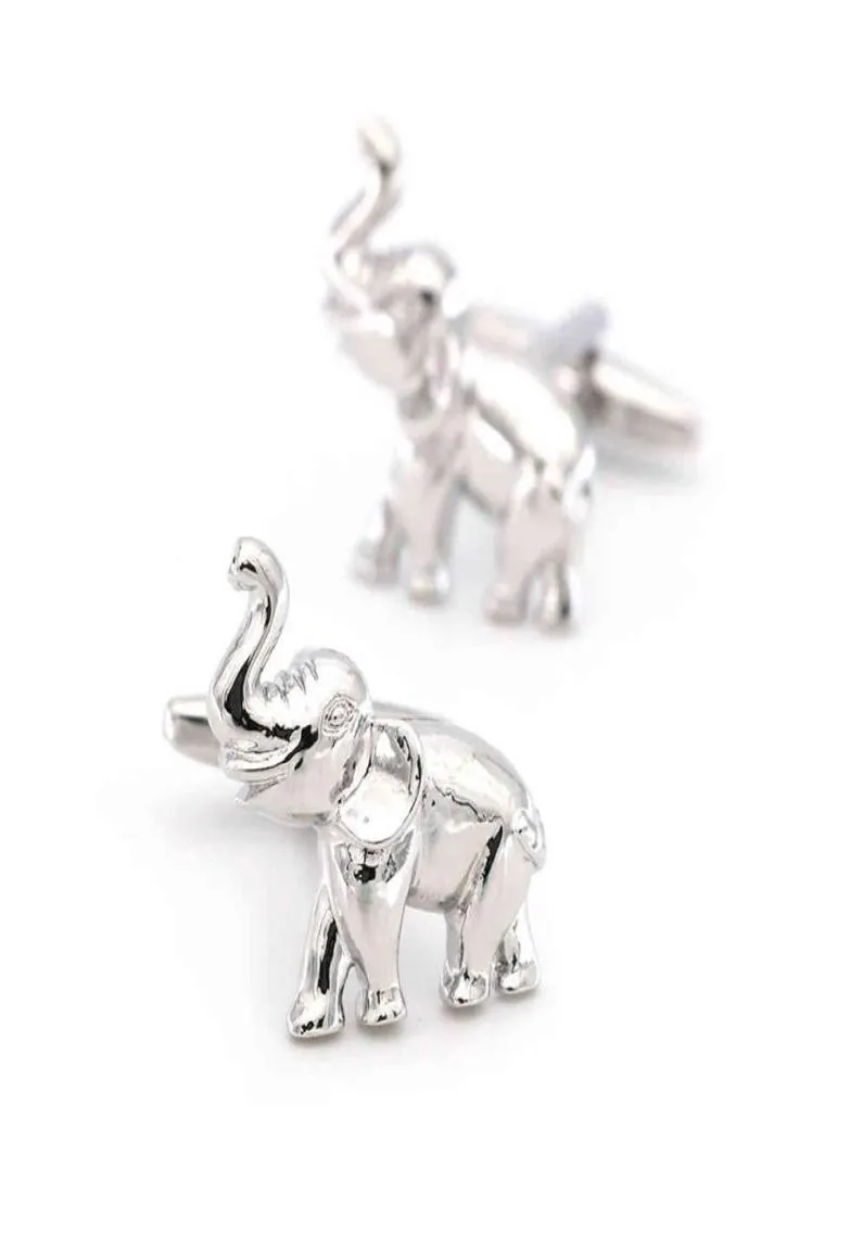 Elephant Cuff Links For Men Animal Design Quality Brass Material Silver Color Cufflinks Wholeretail G112626772507302