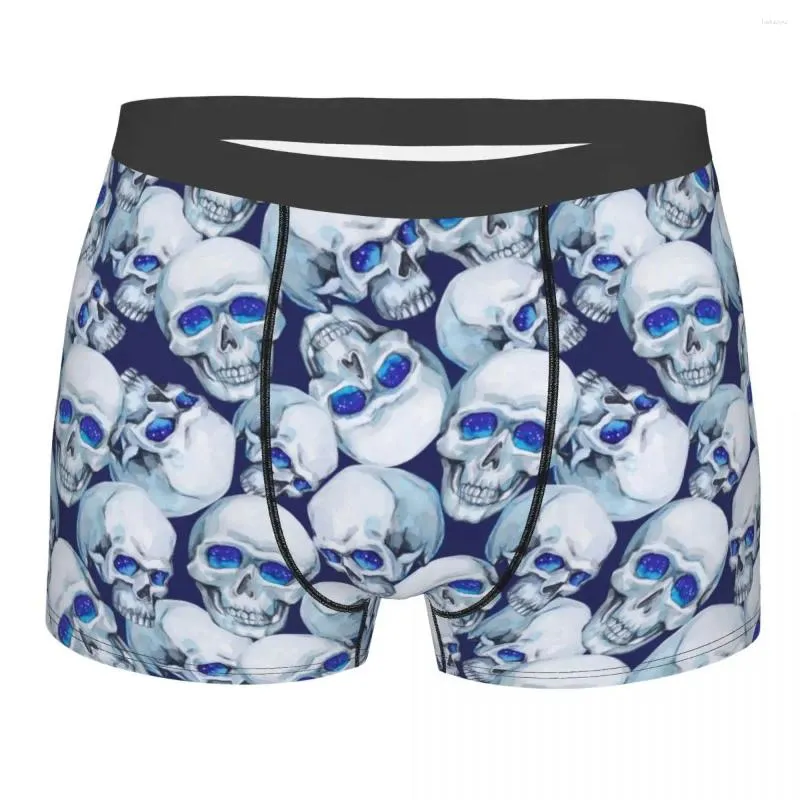 Underpants Watercolor Skulls Blue Skull Panties Shorts Boxer Briefs Men's Underwear Print