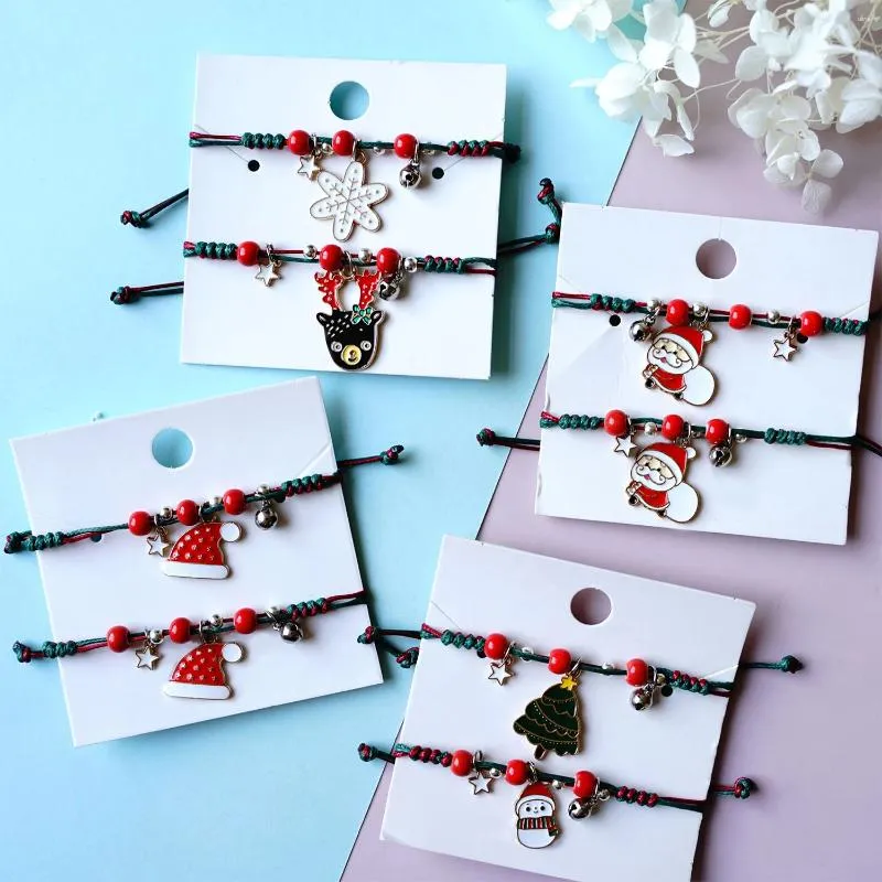 Link pulseiras 2023 1 pçs natal esmalte árvore de natal sino santa floco de neve pulseira encantos para mulheres presentes jóias na moda