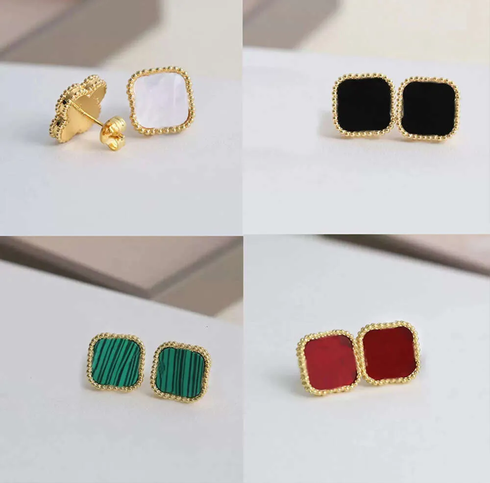 2023 new Stud four leaf clover earring stud earrings designer for women fashion jewelry woman 18K gold plated blue red pink ear ring luxury jewelrys gifts accessories