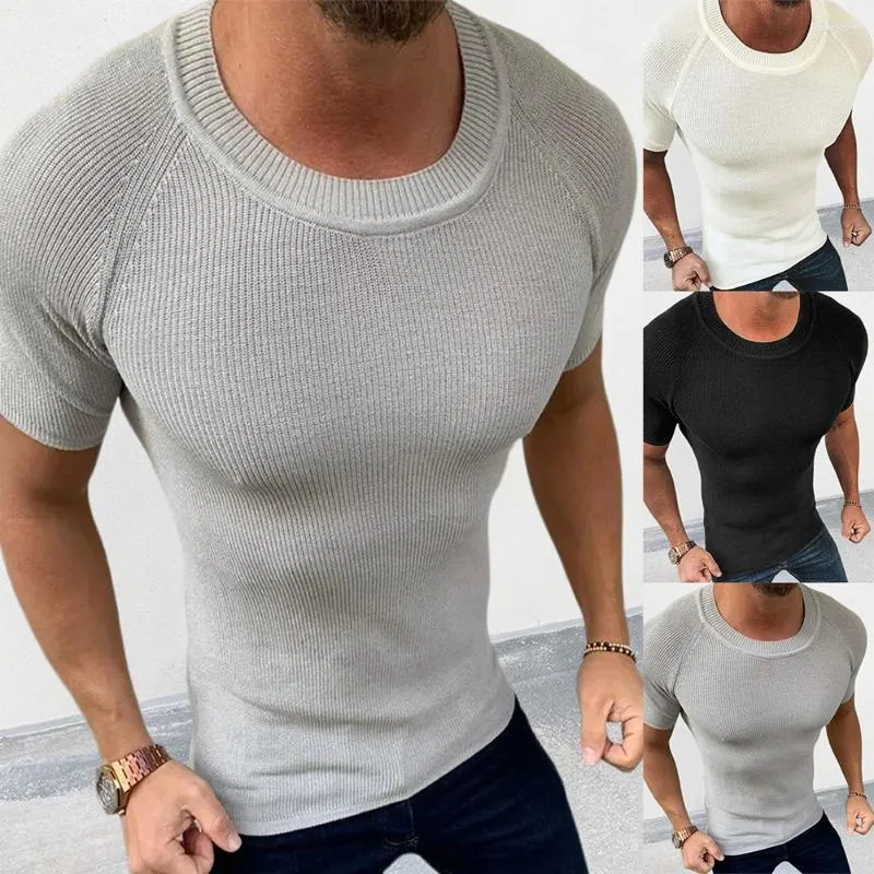 Herenjassen Jack Lente/Zomer Effen Kleur Slim Fit Trui met korte mouwen Trui Top Muscle Wear