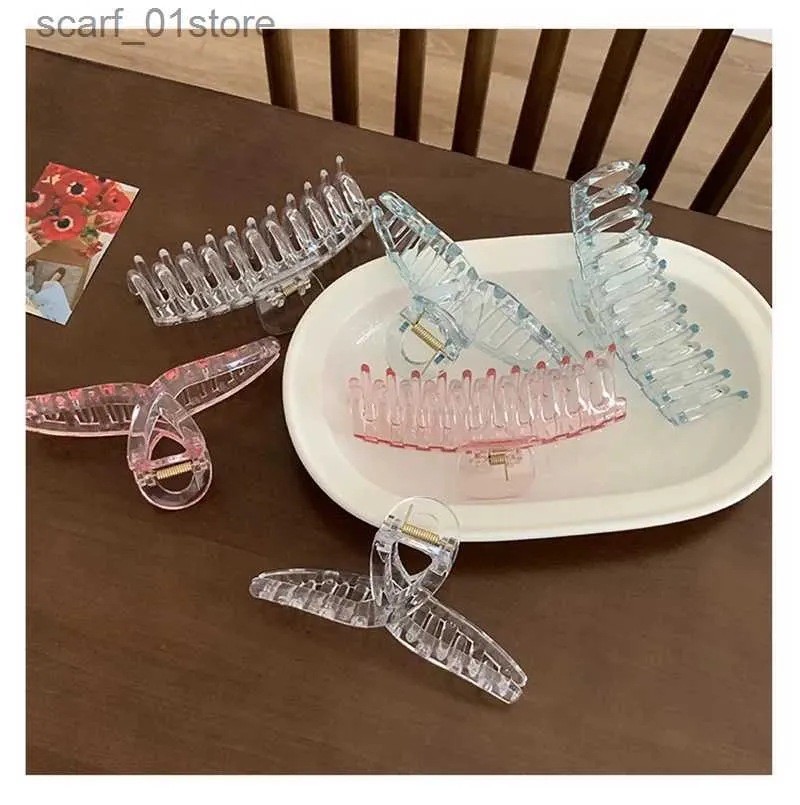 Headwear Hair Accessories 2022 Korea Fashion Ny högkvalitativ transparent 13 cm Big Hairpins Headwear For Women Girls Plastic Hair Cl Clips AccessoriesL231214