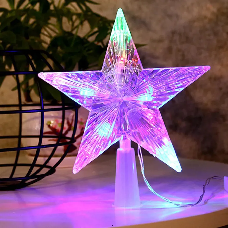 Andra evenemangsfestleveranser Plug i Christmas Tree Topper Star LED Lighted Star Tree Top 5-Point Star Night Light Treetop Star Fairy Light for Holiday Decor 231214