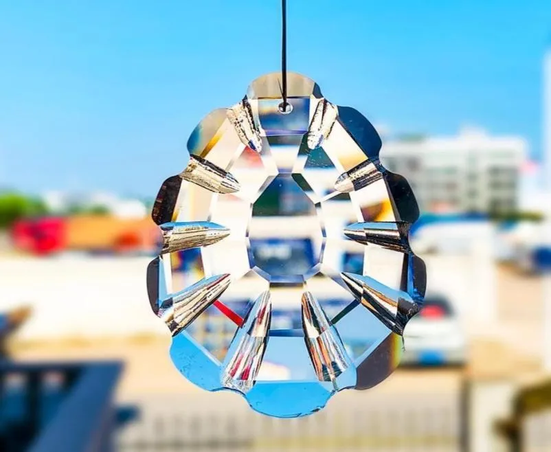 ديكورات Suncatchers شقرا كريستال المنشور قطرة معلقة الزجاج قلادة زخرفة Fengshui حديقة الخفيفة الماسكات عيد الميلاد شجرة Han1105262