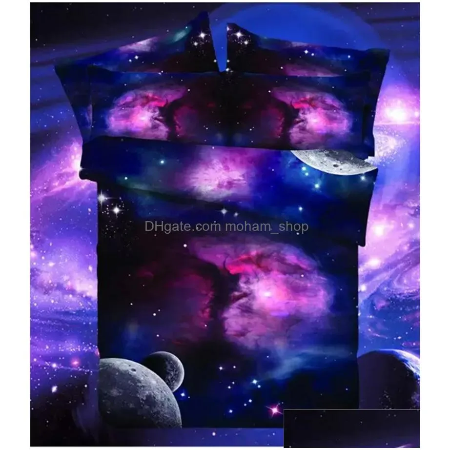 Ensembles de literie Hipster Galaxy 3D Set Univers Outer Space Thème Imprimer Linge de lit Couette Er Taie d'oreiller Bedclothes70 Lj200819 Drop Deliv Dh2Ww