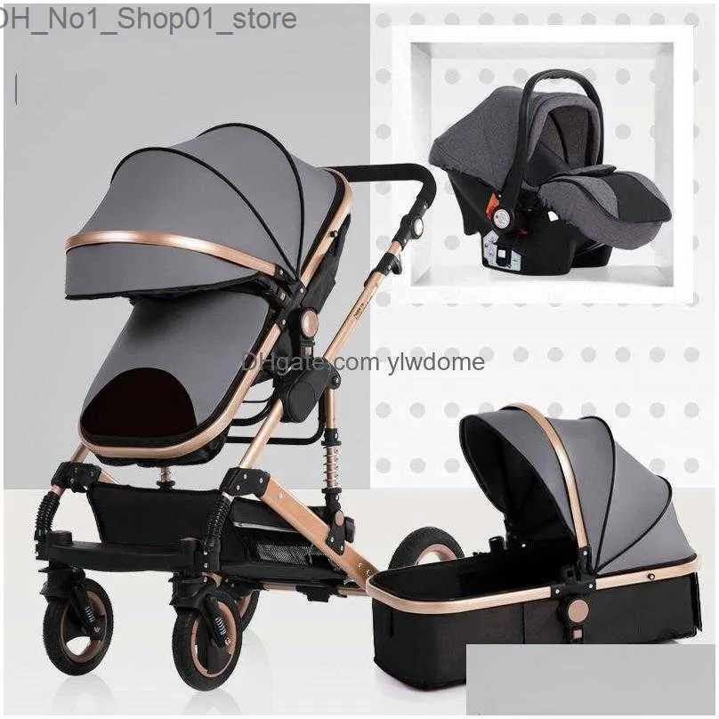 Strollers# Strollers# Baby Carriage High Landscape Can Sit And Fold Two-Way Four-Wheel Absorber Winter Trolley Stroller 3 In 1 Drop Delivery Baby Dhfe8 Q231215