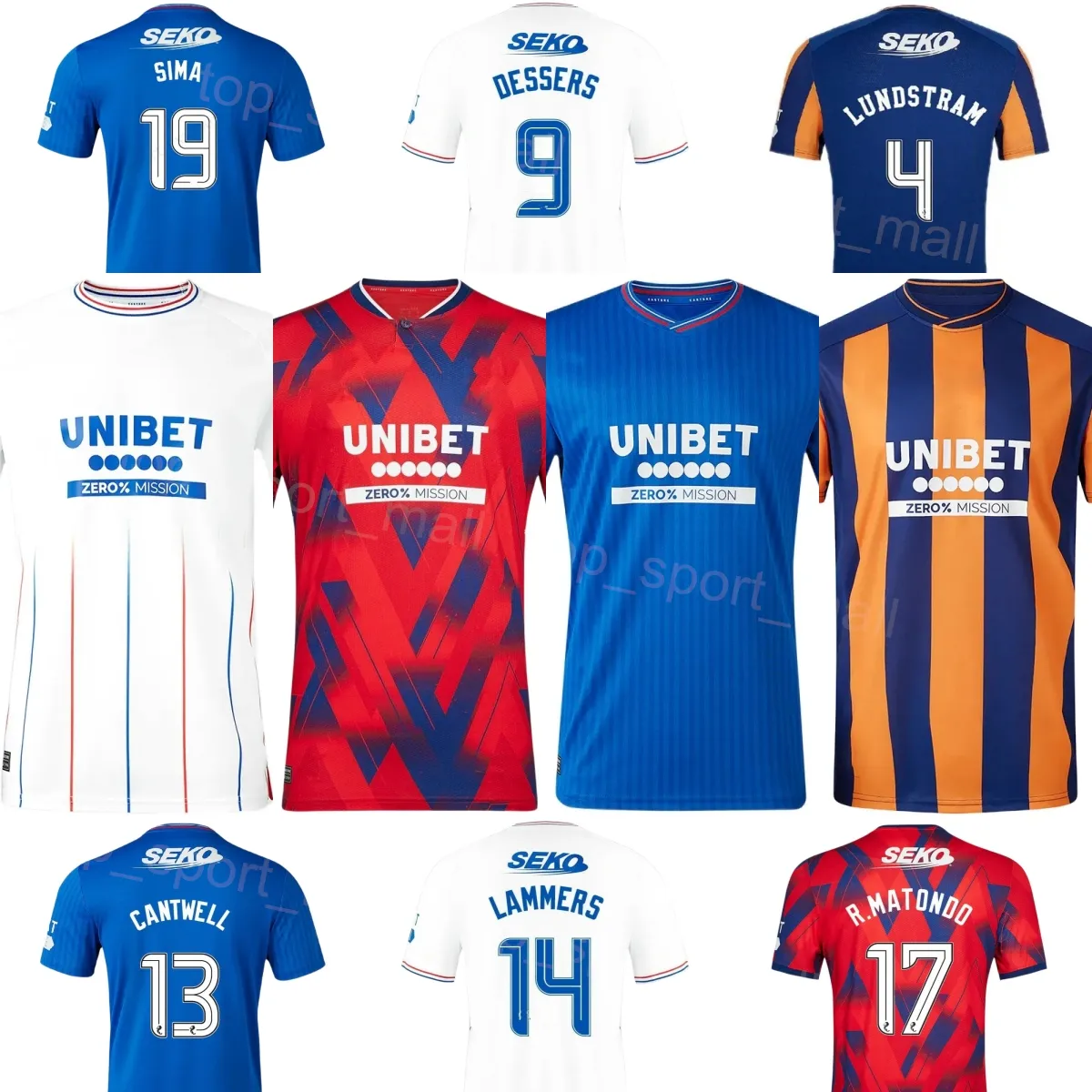 Drużyna klubowa Glasgow Rangers Soccer 19 Abdallah Sima Jersey 23 24 MANS 2 JAMES TAVERNIER 9 Cyriel Dessers 13 Todd Cantwell 31 Borna Barisic Football Shirt Kits