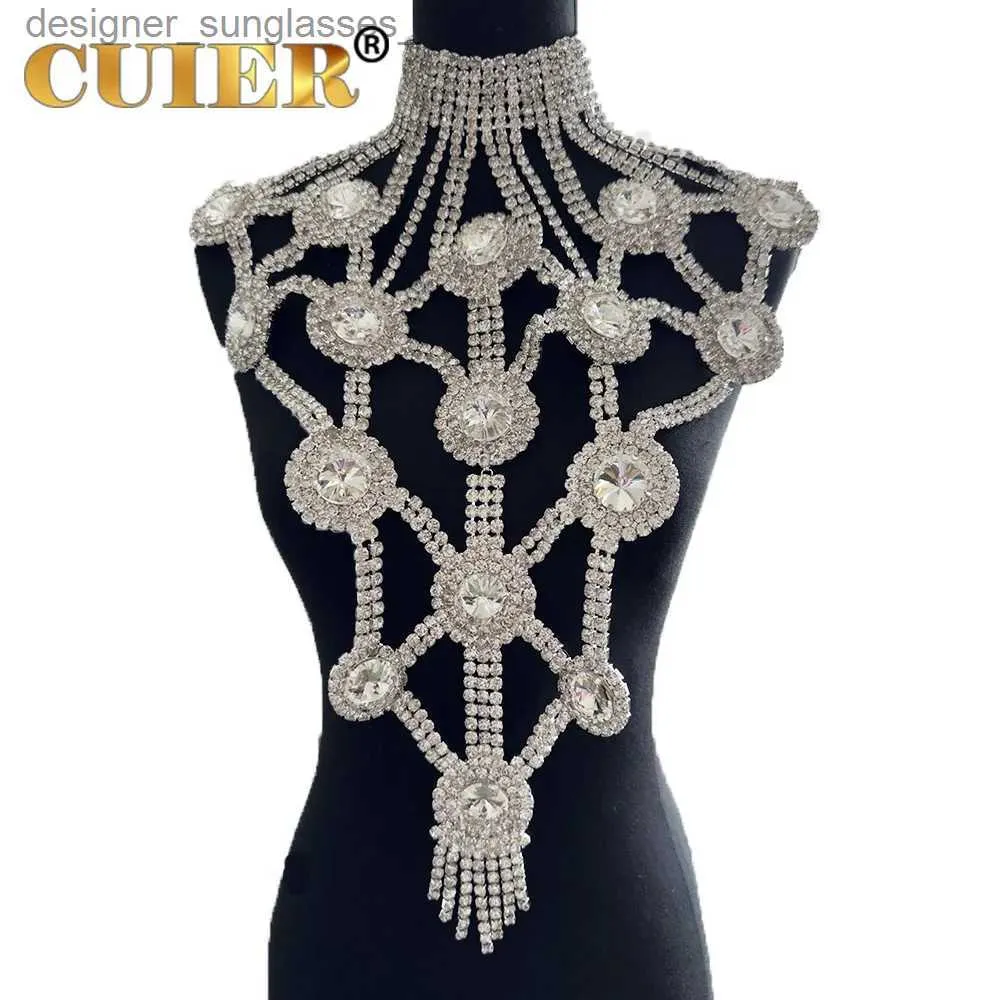Other Fashion Accessories CUIER Super Glamorous Full Covered Chest Huge Size Necklace Red Glass Gemstone Bo Chains Women Accessories Drag QueenL231215