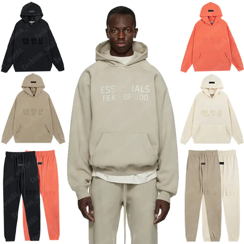 Felpe con cappuccio da uomo Felpe con cappuccio moda Felpa con cappuccio Nebbia Ess Felpa floccata d Lettere Pullover Hip Hop Uomo Donna Amanti a maniche lunghe Maglioni Pantaloni Tuta Taglia Sxl