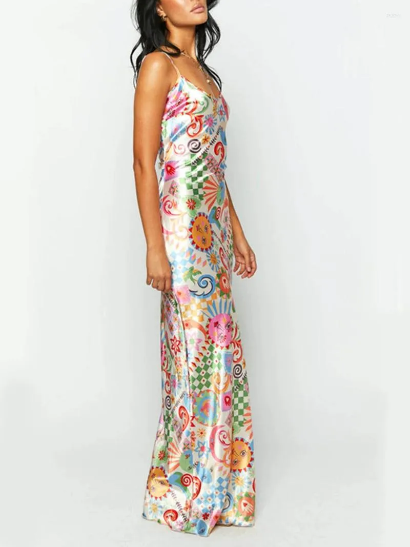 Casual Dresses Spaghetti Strap Maxi For Women 2023 Satin Long Dress Solid Color Flower Tassel Sleeveless Sling Bodycon