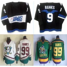 High quality Men's Vintage Mighty Movie Jersey Hawks 9 Adam Banks Ed Embroidery Hockey Jerseys Black White Green Fast Shipping Size S-xxxl