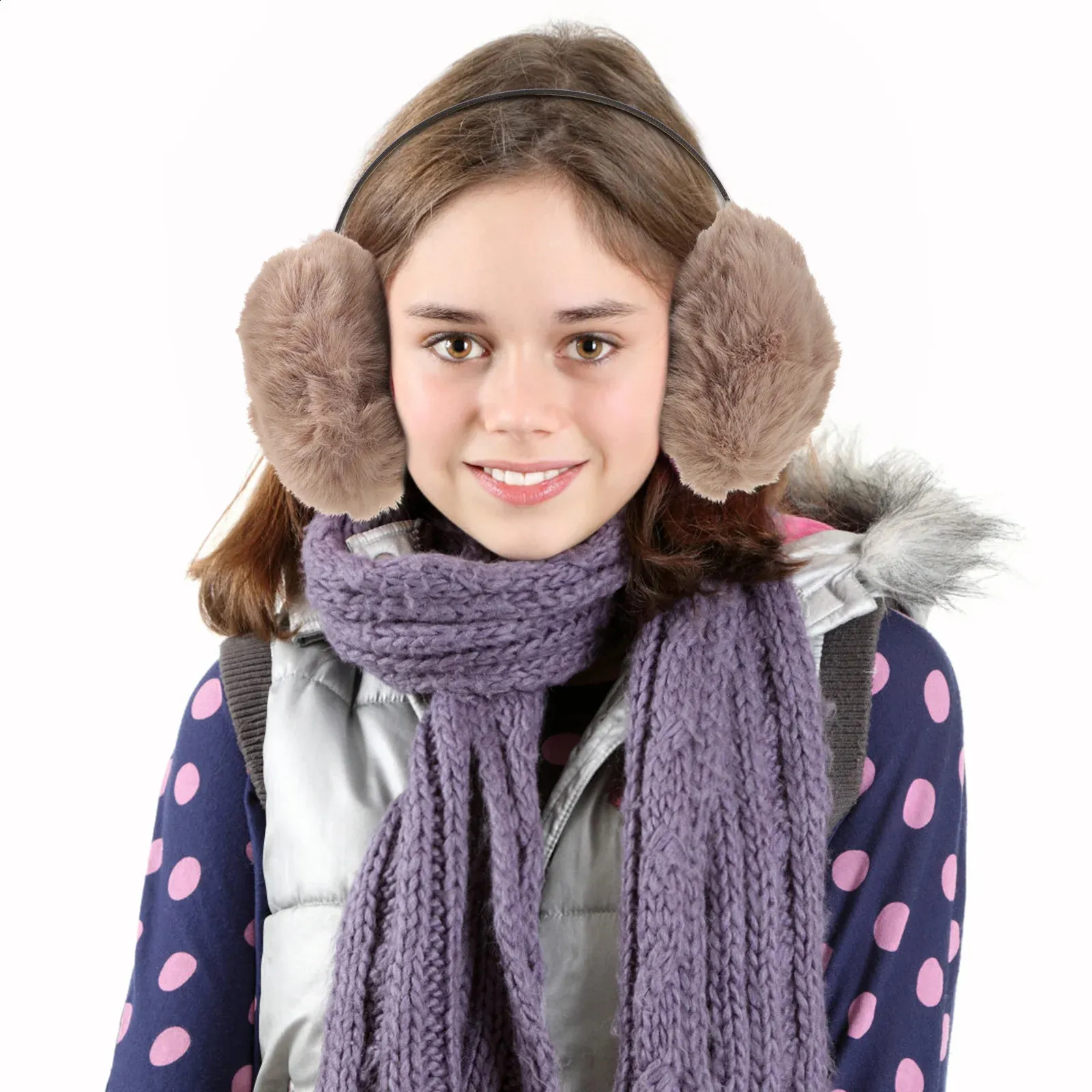 Cache-oreilles femmes hiver cache-oreilles fausse fourrure chaud cache-oreilles en peluche cache-oreilles extérieur couverture d'oreille 231214