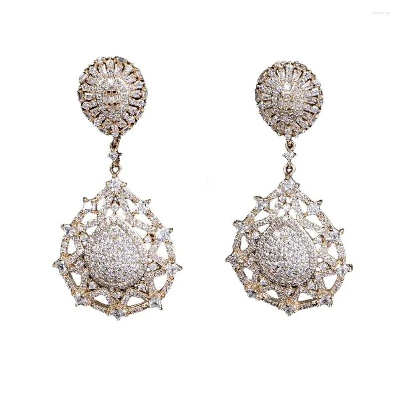 Boucles d'oreilles pendantes EVACANDIS Crystal Star Teardrop faite à la main avec pierres précieuses plaquées or pour femmes, déclaration de mariage, pierre de naissance Zircon