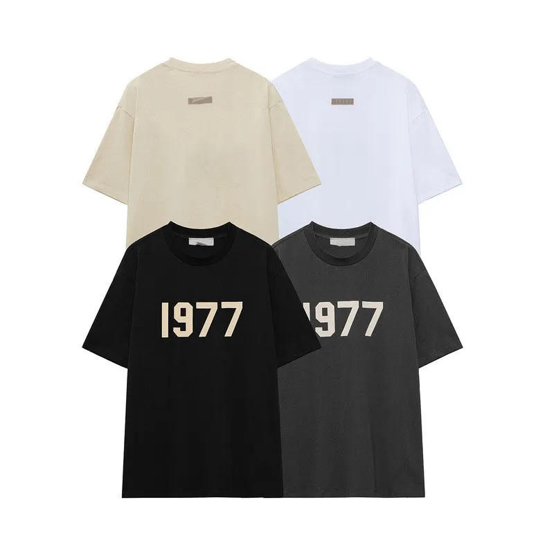 Roupas de grife camiseta mens ess 1977 camiseta algodão tops roupas casuais camiseta temporada de verão carta gráfico homem moletom unisex de alta qualidade camiseta conforto