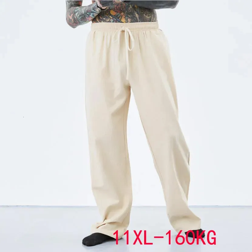 Pantalons pour hommes automne hiver hommes Vintage coton grande taille 7XL 8XL 9XL 10XL décontracté maison chinois japon Style kaki confortable bleu 231215