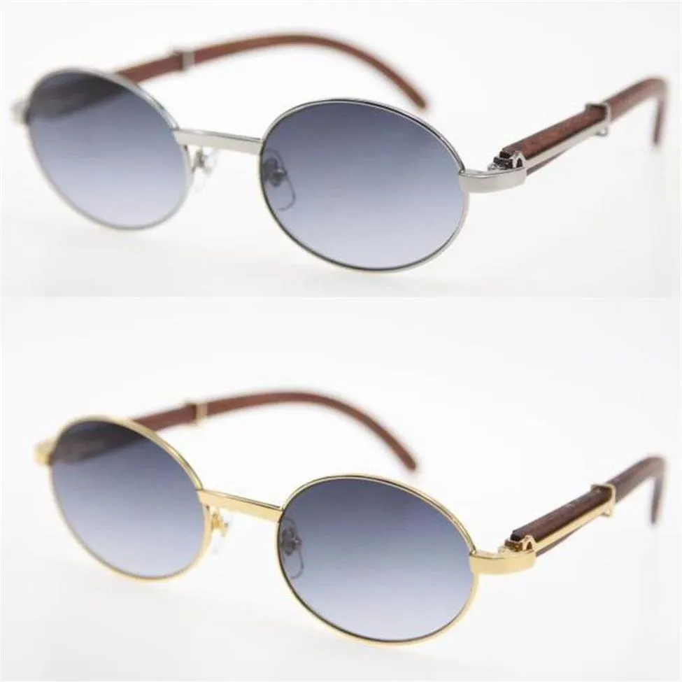 Vente de lunettes de soleil rondes surdimensionnées en bois d'or 18 carats en édition limitée Décor cadre en bois de haute qualité C Décoration UV400 Lens Sun Glass282p