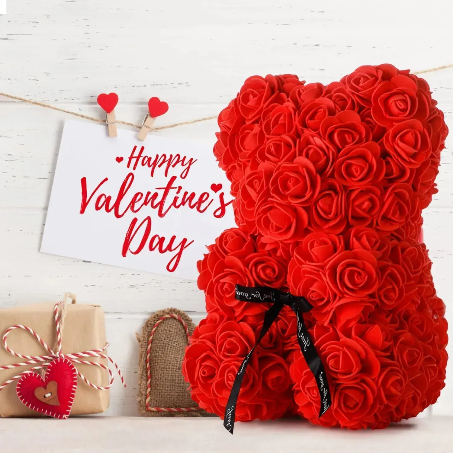 Rose Teddy Bear with Box Valentine's Day Decor Gift for Girlfriend ...