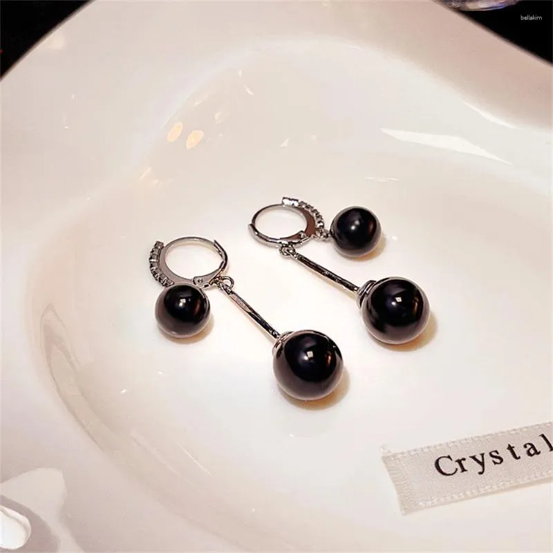 Dangle Earrings 1 Pair Earring Retro Black Pearl Ball Jewelry Gift Drop Elegant Fashion Temperament Alloy