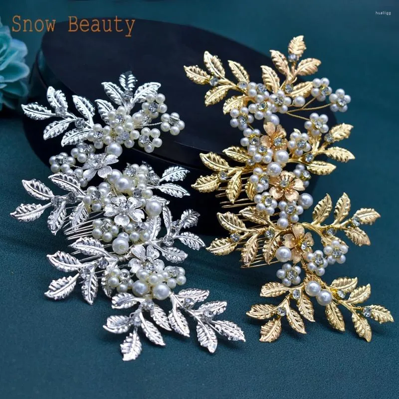 Headpieces DZ066 Alloy Leaves Bridal Comb Hair Clips Headpiece Party Headwear Handmade Women Tiara Headdress Accessories