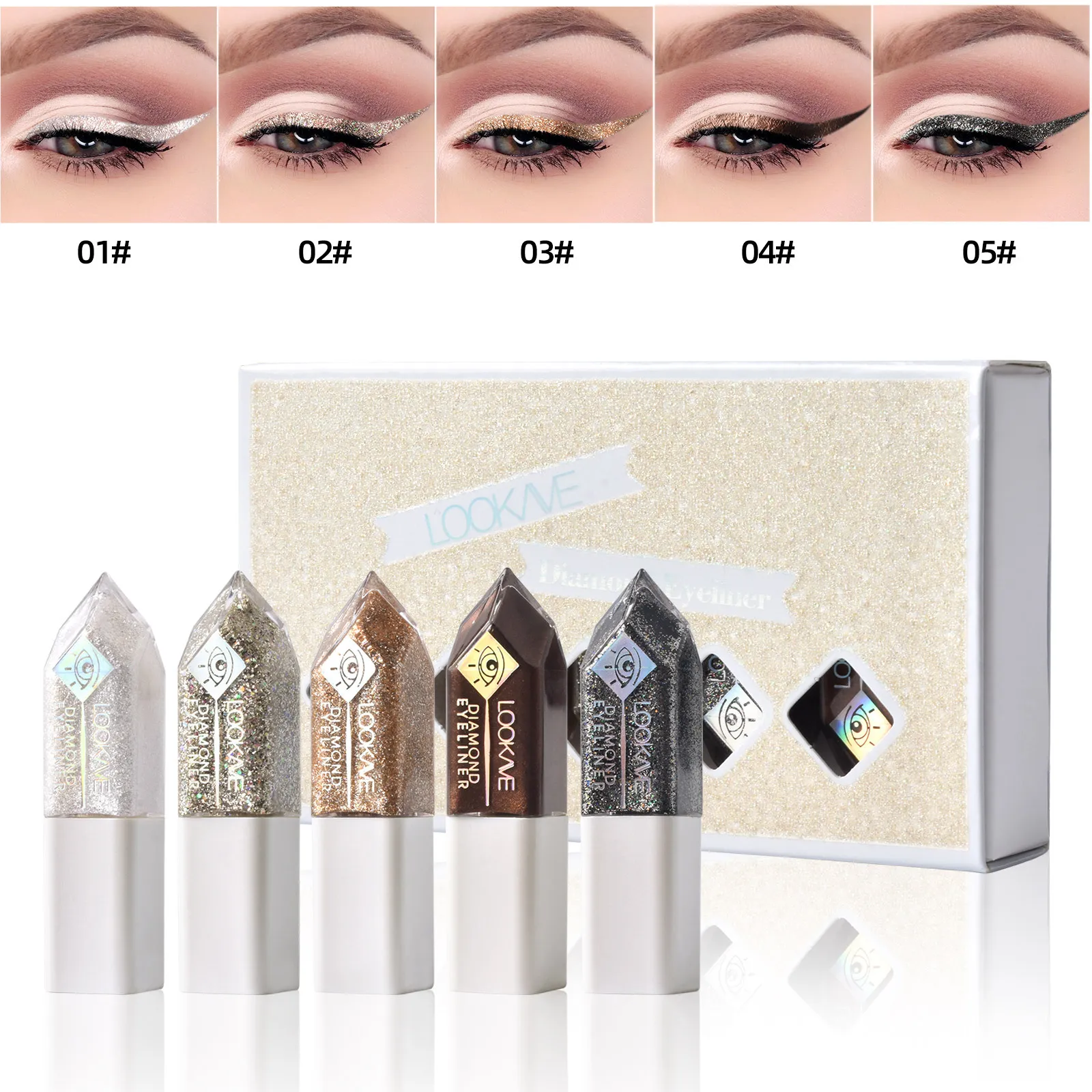 2024 newst LOOKAVE Shimmer Diamond Colorful Liquid Eyeliner