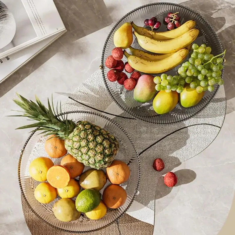 Platen Gladde braamvrije fruitschaal Elegant licht Luxe transparant bord met openingsontwerp Gegalvaniseerde voeten voor koffie in de kamer