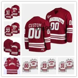 CUSTOM Top StitchCustom Massachusetts Minutemen UMass College Hockey Jersey Cale Makar Bobby Trivigno Scott Morrow Ryan Ufko Josh Lopina Gar