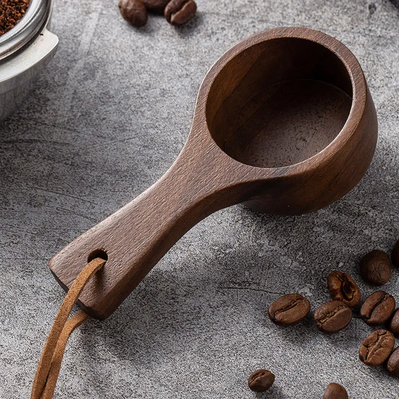 Wooden Coffee Scoop With Lanyard Measuring Spoon Black Walnut Wood Kitchen Scoop Measuring Spoon For Sugar Powder LX6289