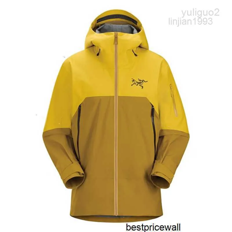 2023Jackets Windbreaker Arcterys Hooded Sweatshirt Archaeopteryx RUSH PRO Hard Shell Ski Charge Coat Jacket Oracle/Daze/Yellow Brown XL HBO0