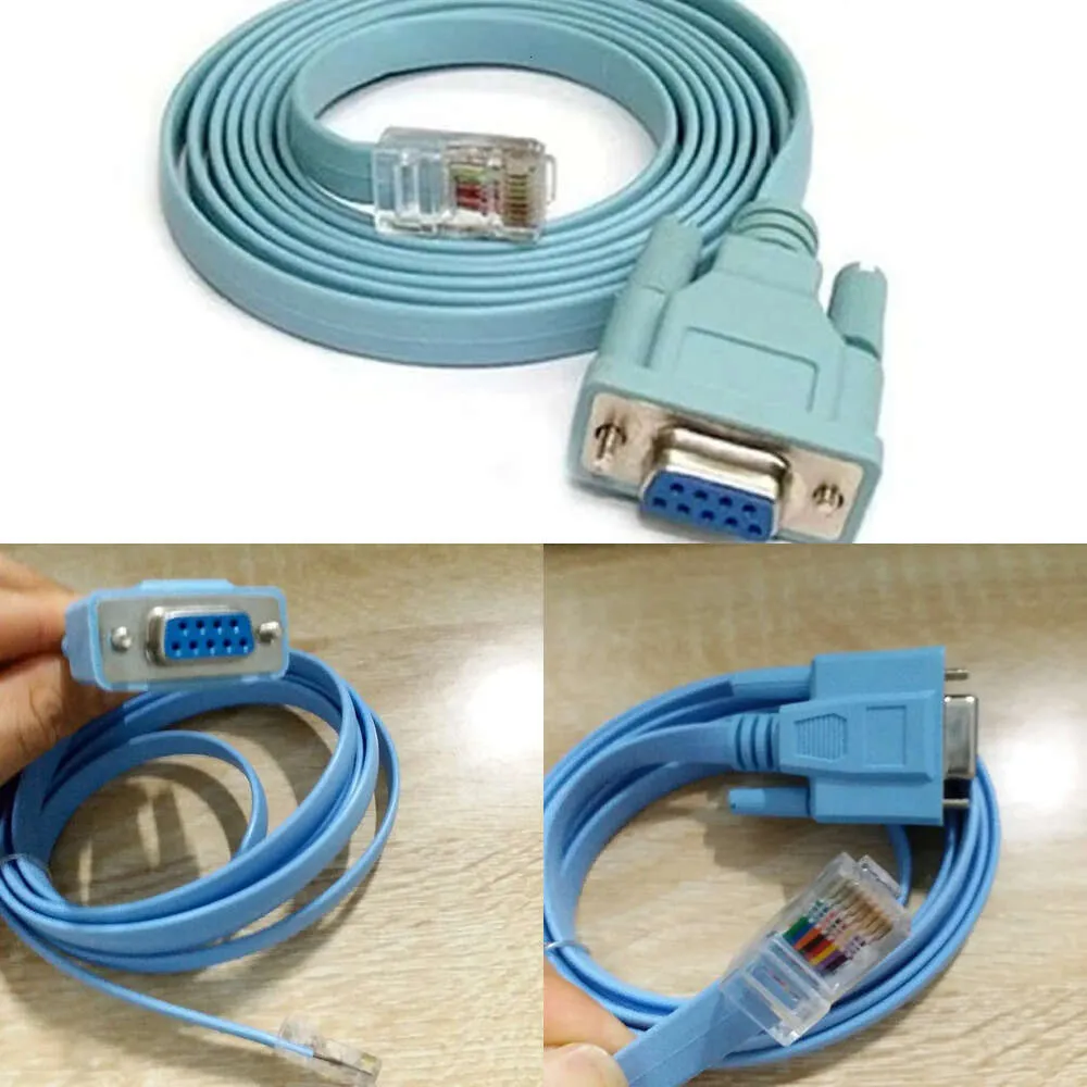 Nuovi adattatori per laptop Caricabatterie per cavo console Cisco RJ45 Cat5 Ethernet a RS232 DB9 Porta COM Router seriale femmina Cavo adattatore di rete Blu 1,5 m 6Ft