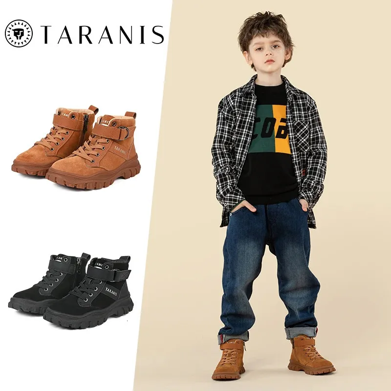 Boots TARANIS Kids Boots Anti-kick Anti-slip Comfortable Super Warm Plush Winter Shoes Children's Fashion Boots For Girls Boys 231215