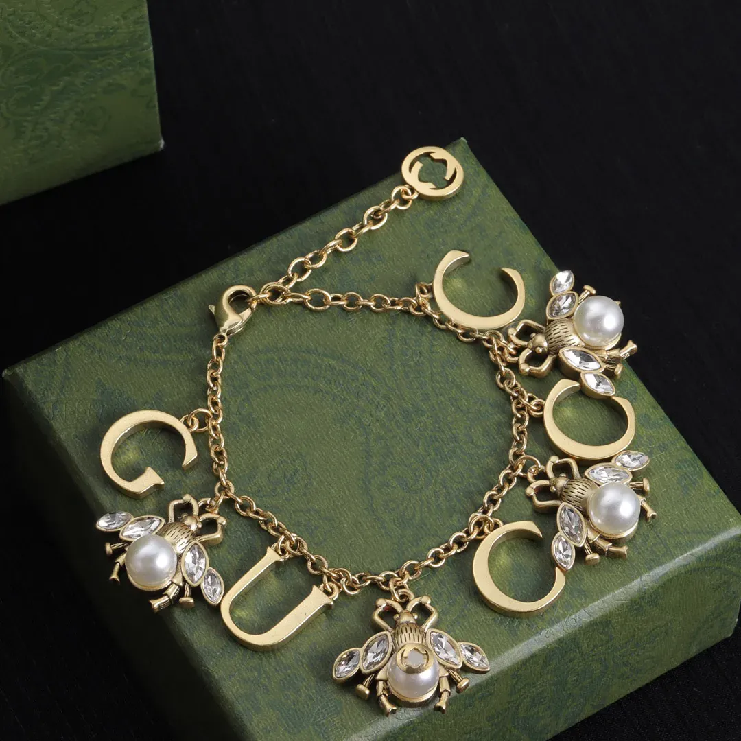 Bransoletka projektantowa diamentowa bransoletka perła Bransoletka pszczoła G Prezent biżuterii